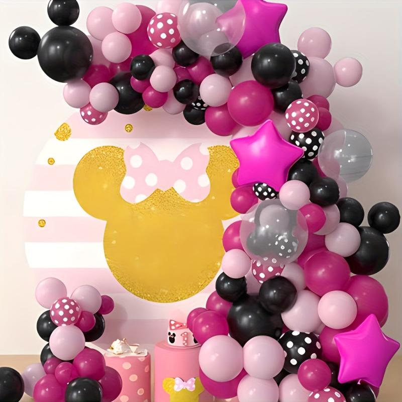 127pcs Rose Red Cartoon Mouse Balloon Set Birthday Party Supplies