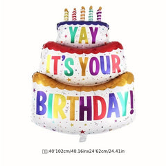Colorful Large Birthday Cake Aluminum Film Balloon Photo Props