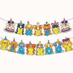 38pcs Dog Birthday Party Supplies Pull Flag Balloon Banner Cake Decoration Set