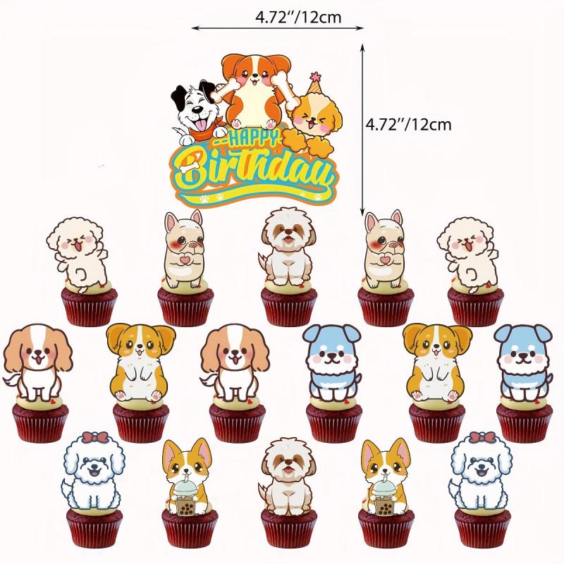 38pcs Dog Birthday Party Supplies Pull Flag Balloon Banner Cake Decoration Set