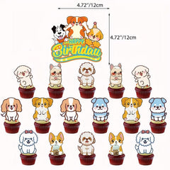 38pcs Dog Birthday Party Supplies Pull Flag Balloon Banner Cake Decoration Set