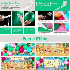 Tropical Luau Party Decorations Set Palm Leaves Balloons Arch Table Decor