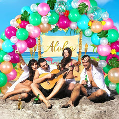 Tropical Luau Party Decorations Set Palm Leaves Balloons Arch Table Decor