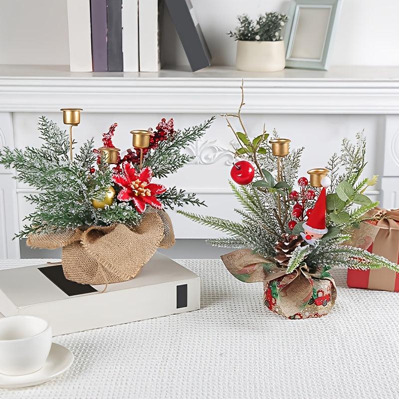 Christmas Candle Holder Decoration Red Fruit Garland Creative Desktop Decor