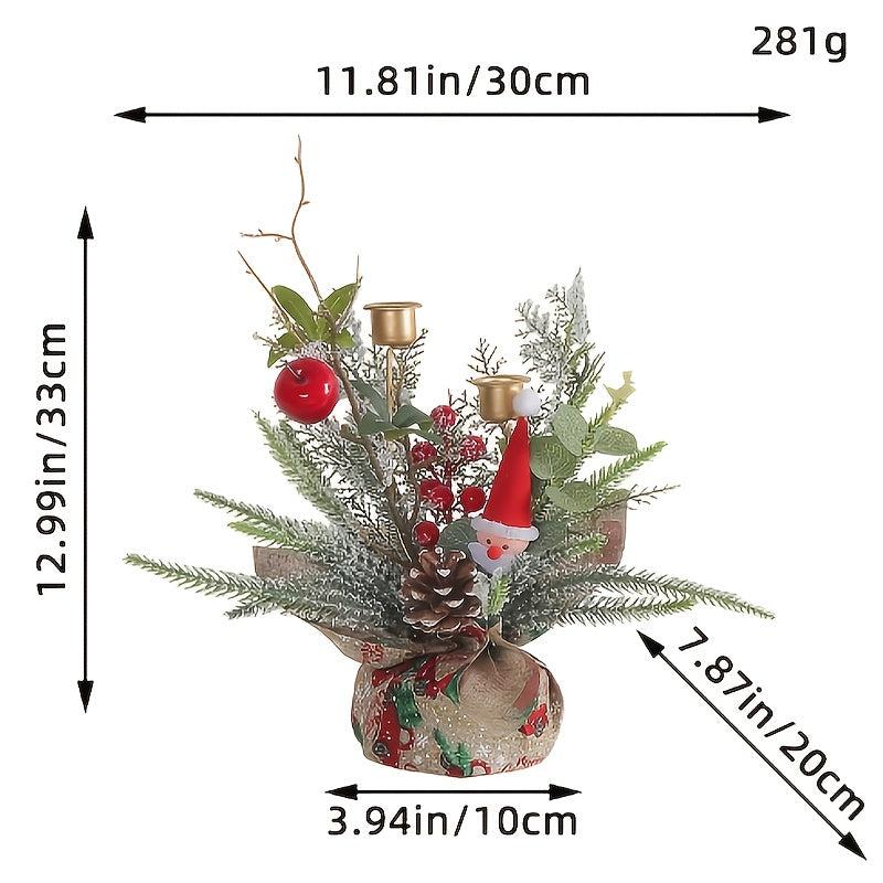 Christmas Candle Holder Decoration Red Fruit Garland Creative Desktop Decor
