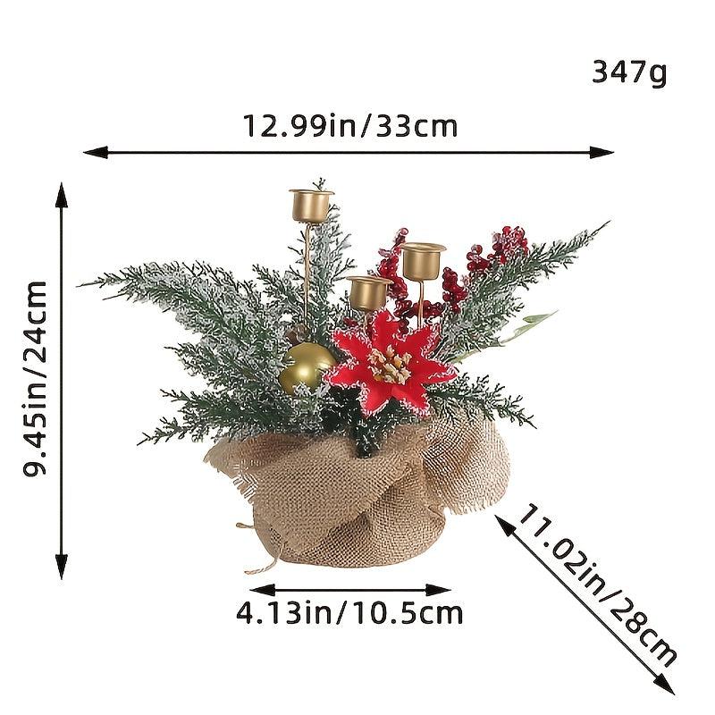 Christmas Candle Holder Decoration Red Fruit Garland Creative Desktop Decor