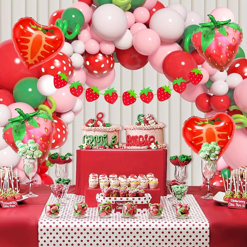 Strawberry Birthday Party Decorations Balloon Garland Kit