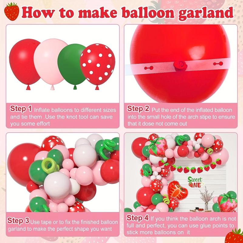 Strawberry Birthday Party Decorations Balloon Garland Kit