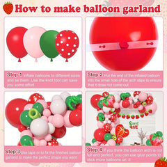 Strawberry Birthday Party Decorations Balloon Garland Kit
