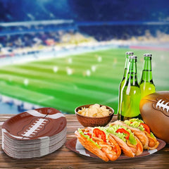 10pcs Football Shaped Disposable Paper Plates Football Party Plates