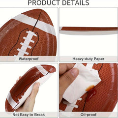 10pcs Football Shaped Disposable Paper Plates Football Party Plates