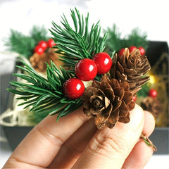 2pcs Christmas Red Pine Cone Pendant, Holiday Decoration