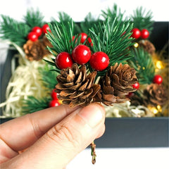 2pcs Christmas Red Pine Cone Pendant, Holiday Decoration