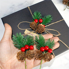 2pcs Christmas Red Pine Cone Pendant, Holiday Decoration