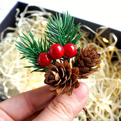 2pcs Christmas Red Pine Cone Pendant, Holiday Decoration