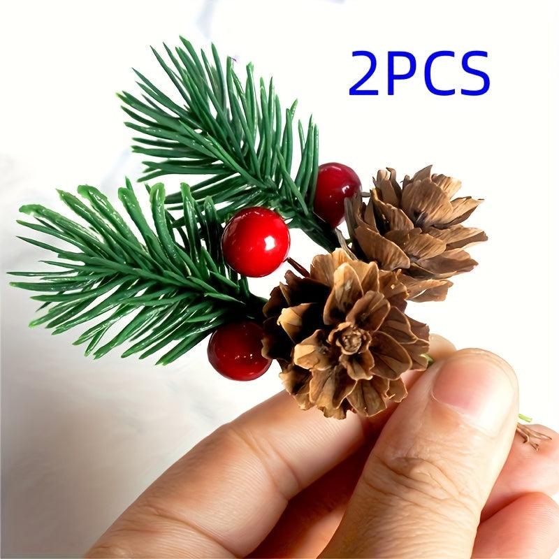 2pcs Christmas Red Pine Cone Pendant, Holiday Decoration