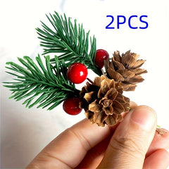 2pcs Christmas Red Pine Cone Pendant, Holiday Decoration