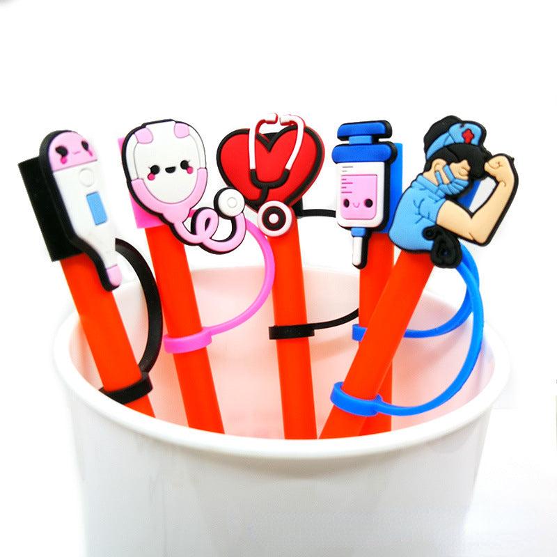 Anime Medical Style Straw Decoration Hat with Silicone Dust Plug