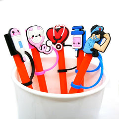 Anime Medical Style Straw Decoration Hat with Silicone Dust Plug