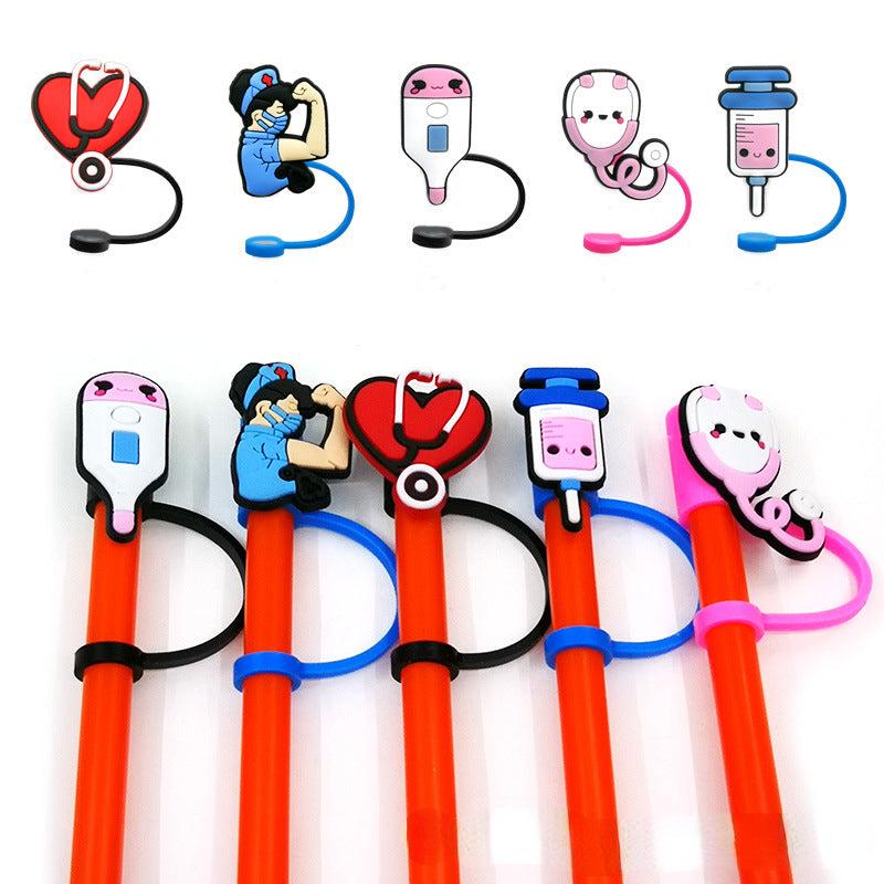 Anime Medical Style Straw Decoration Hat with Silicone Dust Plug