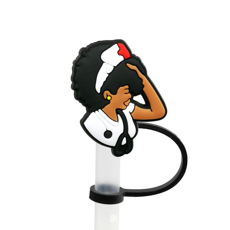 Anime Medical Style Straw Decoration Hat with Silicone Dust Plug