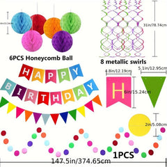 Colorful Paper Flags Bunting Circle Confetti Garland for Birthday Party