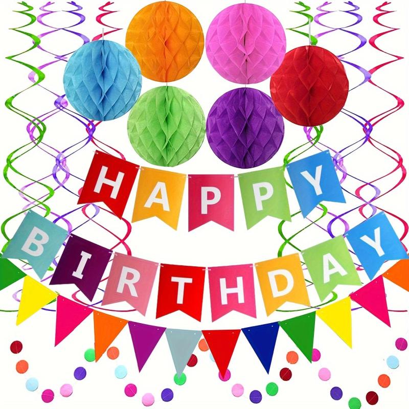 Colorful Paper Flags Bunting Circle Confetti Garland for Birthday Party