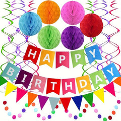Colorful Paper Flags Bunting Circle Confetti Garland for Birthday Party