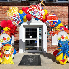 Carnival Circus Balloon Set Red Yellow Garland Lion Clown Popcorn Hot Balloon
