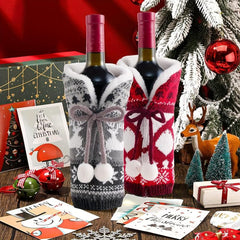 2pcs Christmas Wine Bottle Cover Elk Print Wine Bottle Bags