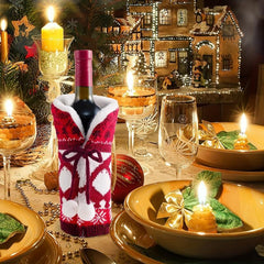 2pcs Christmas Wine Bottle Cover Elk Print Wine Bottle Bags