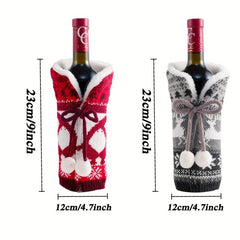 2pcs Christmas Wine Bottle Cover Elk Print Wine Bottle Bags
