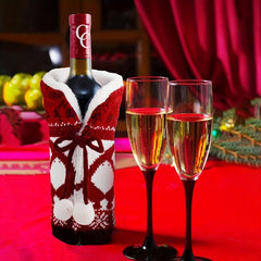 2pcs Christmas Wine Bottle Cover Elk Print Wine Bottle Bags