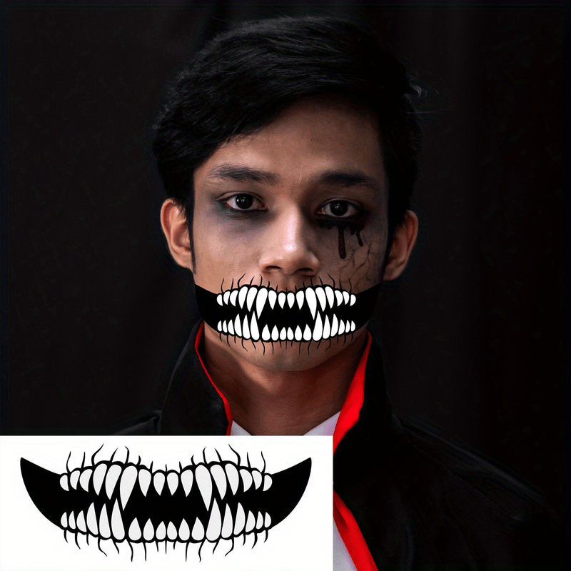 Halloween Mouth Tattoo Sticker Waterproof Temporary Tattoo Prank