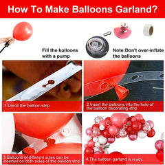 101pcs Red Balloon Garland Arch Kit for Birthday Wedding Events