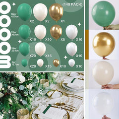 140pcs Olive Green Balloon Arch Set