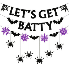 Halloween Bat Flag & Spider Flower Decoration