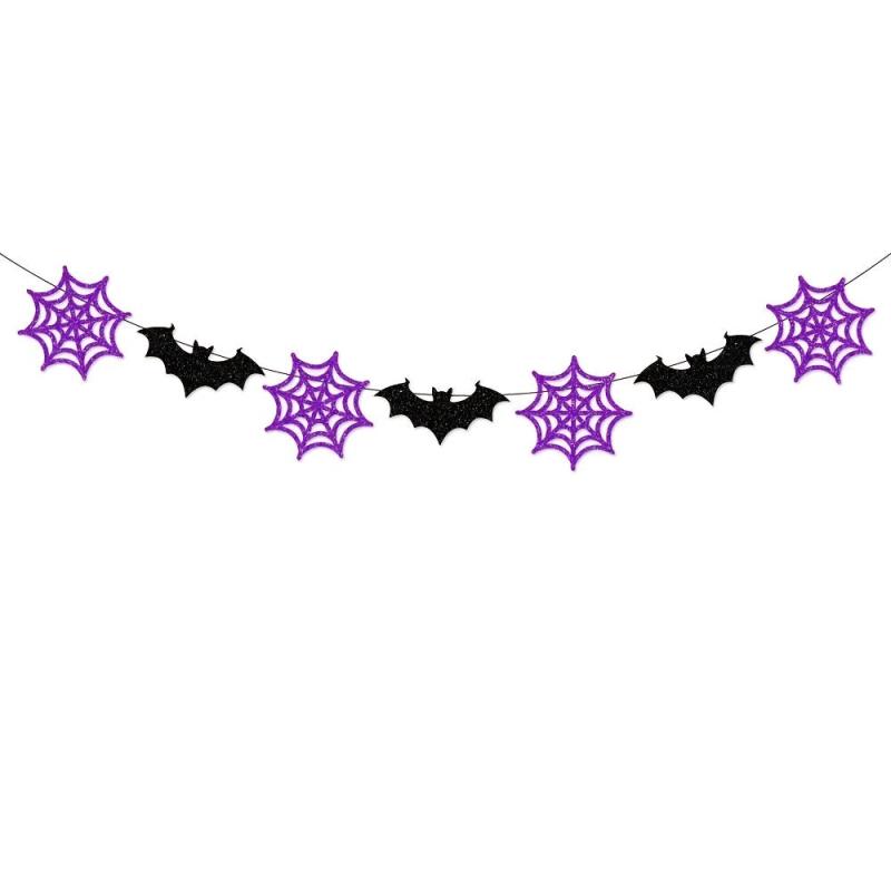 Halloween Bat Flag & Spider Flower Decoration