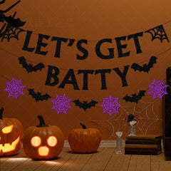 Halloween Bat Flag & Spider Flower Decoration
