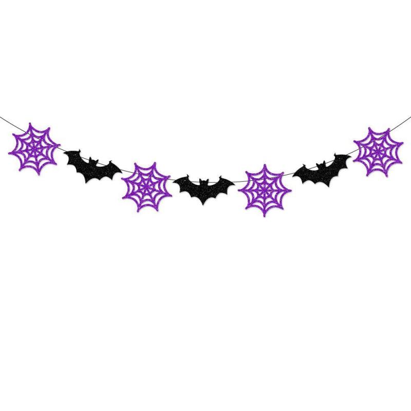 Halloween Bat Flag & Spider Flower Decoration