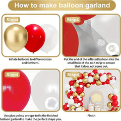 126pcs Red & Metal Balloon Arch Set for Christmas & Gatherings