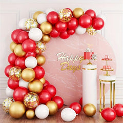 126pcs Red & Metal Balloon Arch Set for Christmas & Gatherings