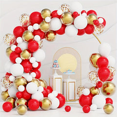 126pcs Red & Metal Balloon Arch Set for Christmas & Gatherings