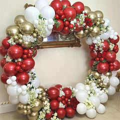 126pcs Red & Metal Balloon Arch Set for Christmas & Gatherings