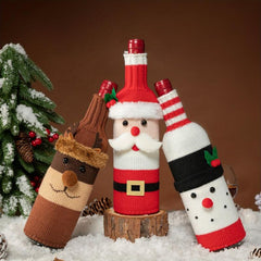 Christmas Santa Claus Snowman Wine Bottle Sleeve Bag Set