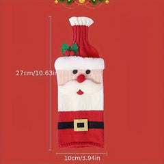 Christmas Santa Claus Snowman Wine Bottle Sleeve Bag Set