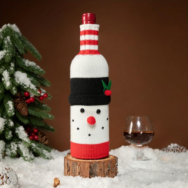 Christmas Santa Claus Snowman Wine Bottle Sleeve Bag Set