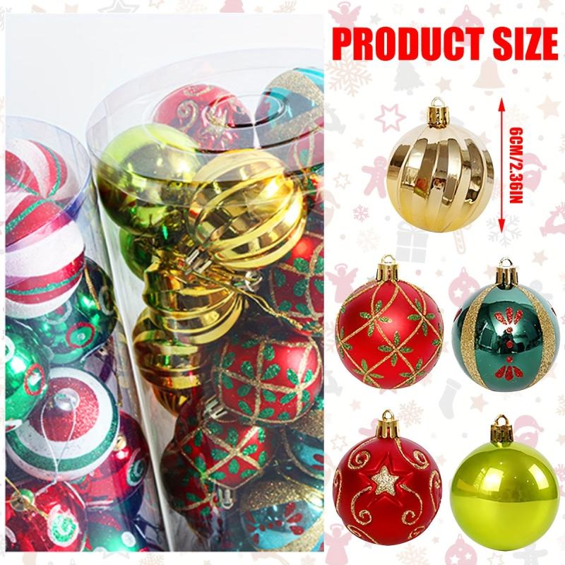 30pcs Shatterproof Christmas Ball Ornaments Glitter Balls
