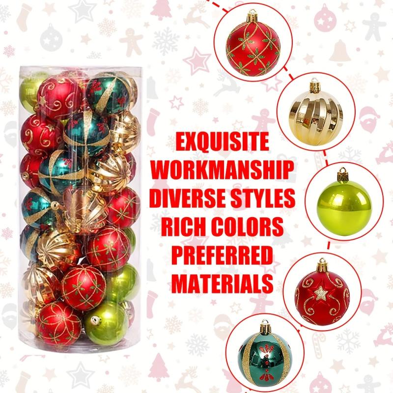 30pcs Shatterproof Christmas Ball Ornaments Glitter Balls
