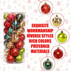 30pcs Shatterproof Christmas Ball Ornaments Glitter Balls